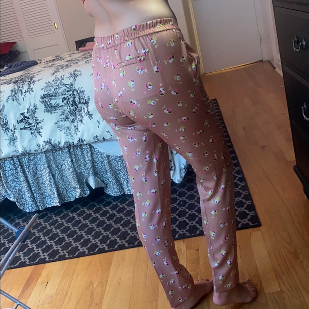 Silky Blush Patterned Pants; Stretchy Waistband - image 3